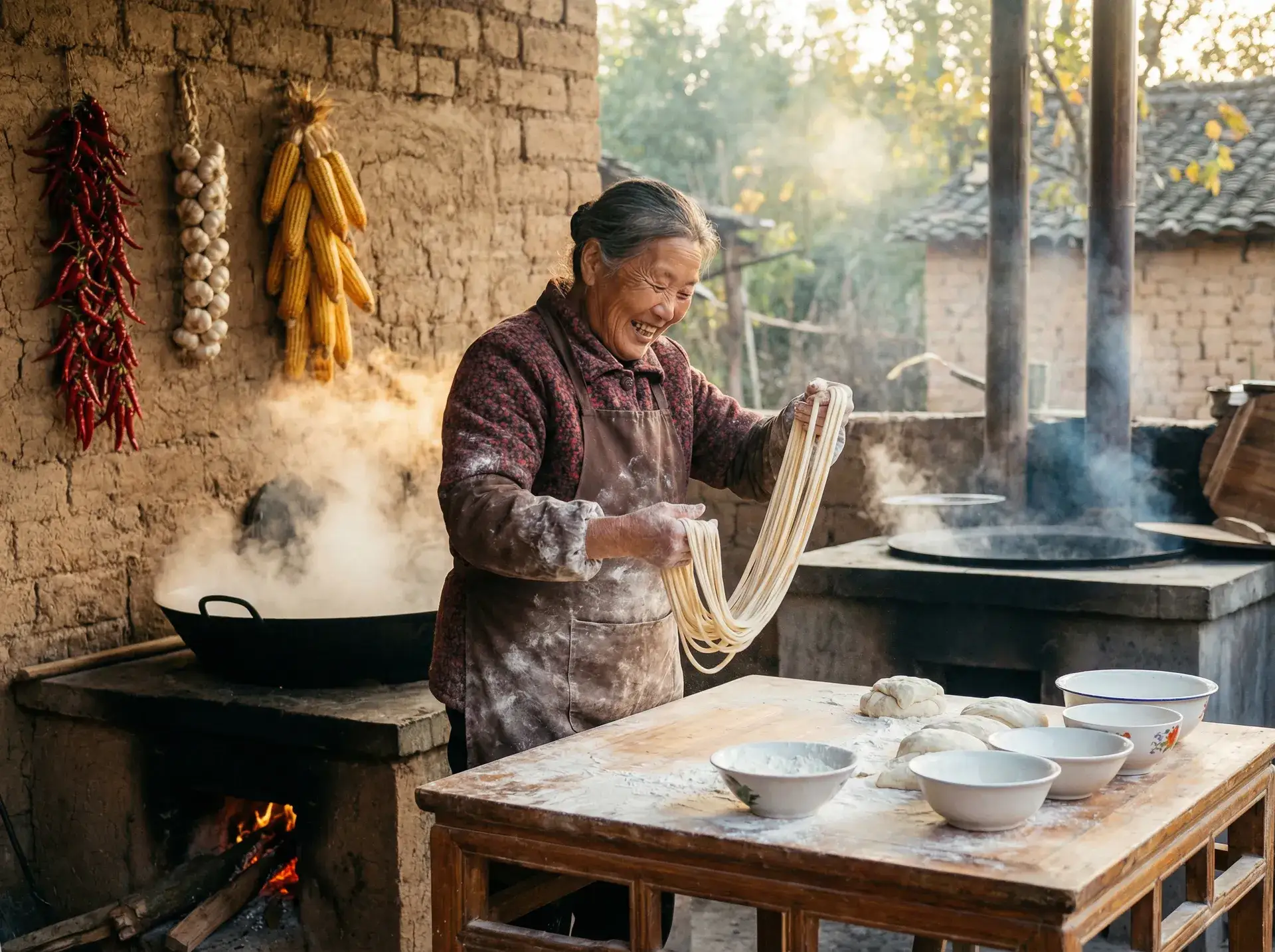 农家大嫂手擀面 - 草樱免费视频 乡村美食